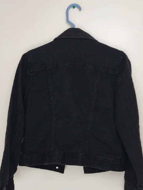 Chicos Platinum Denim Black Stretch Jacket Size 0 Rhinestone - Picture 4 of 8